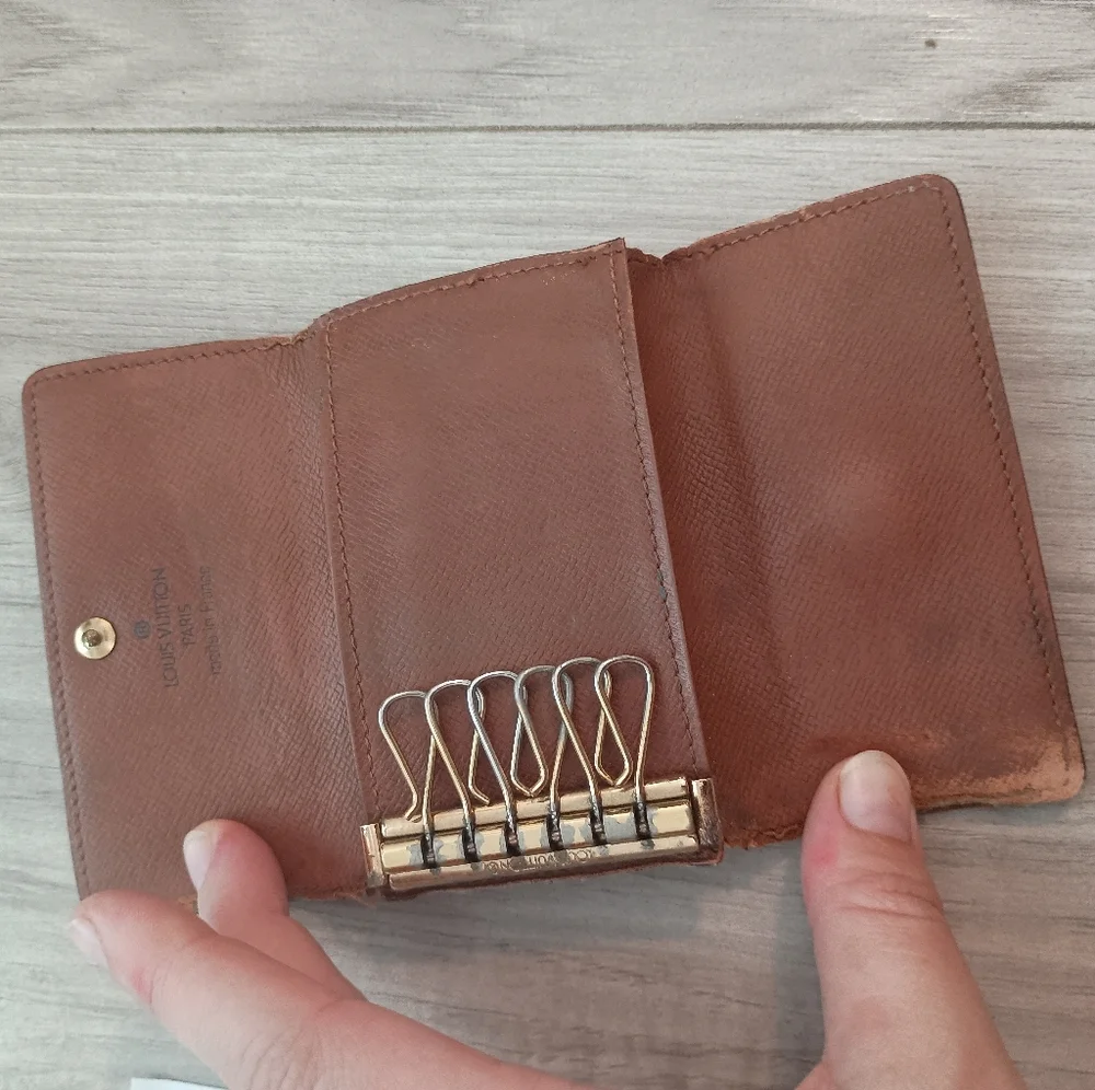 Vintage Louis Vuitton Brown key Wallet with Gold Button